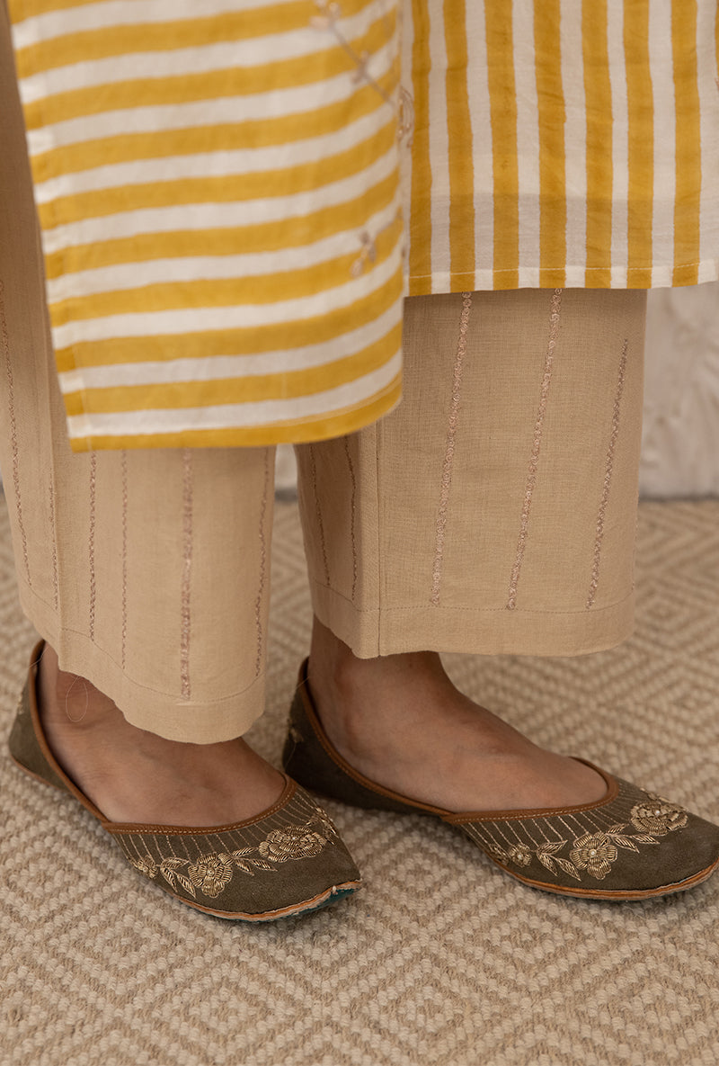 Yellow Button Stripe Tahira Tunic