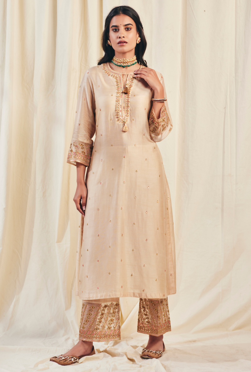 Beige Noor Farshi Meera Kurta