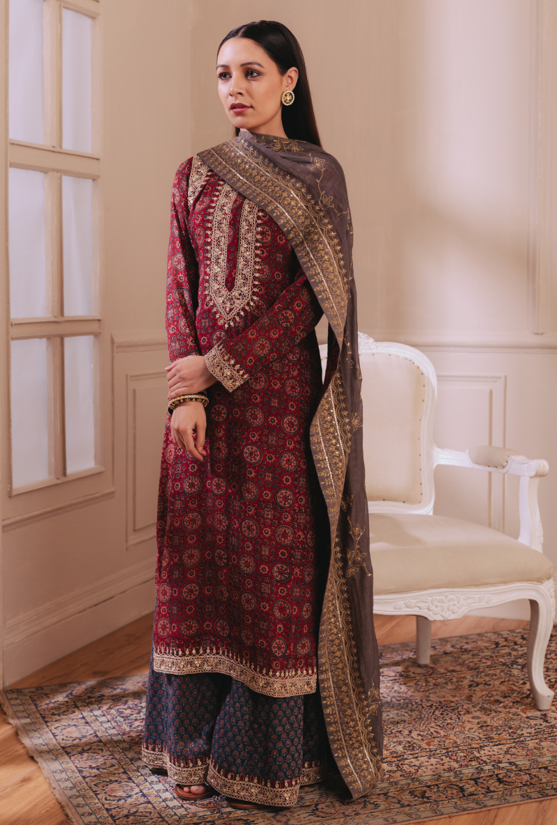 Red Saanjh Kurta Set