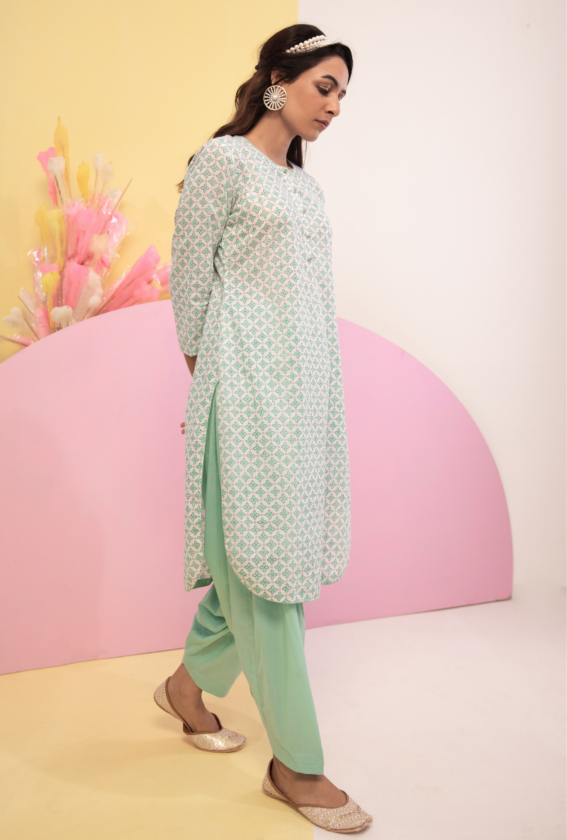 Aqua Cotton Candy Salwar Kurta Set