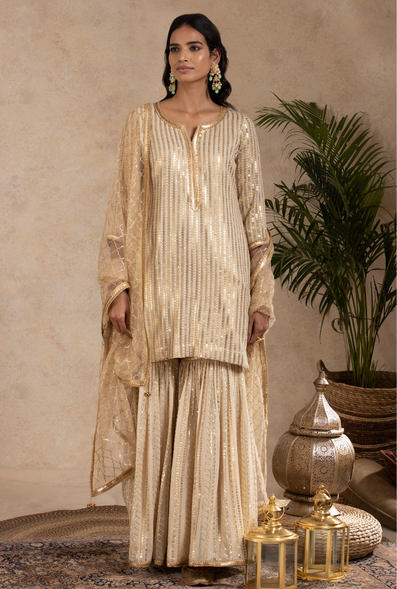 Light Beige Sitara Gharara Set