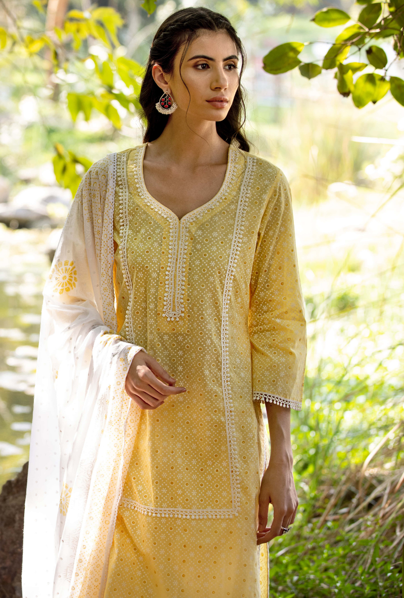 Yellow/Ivory Titlie Salwar Kurta Set