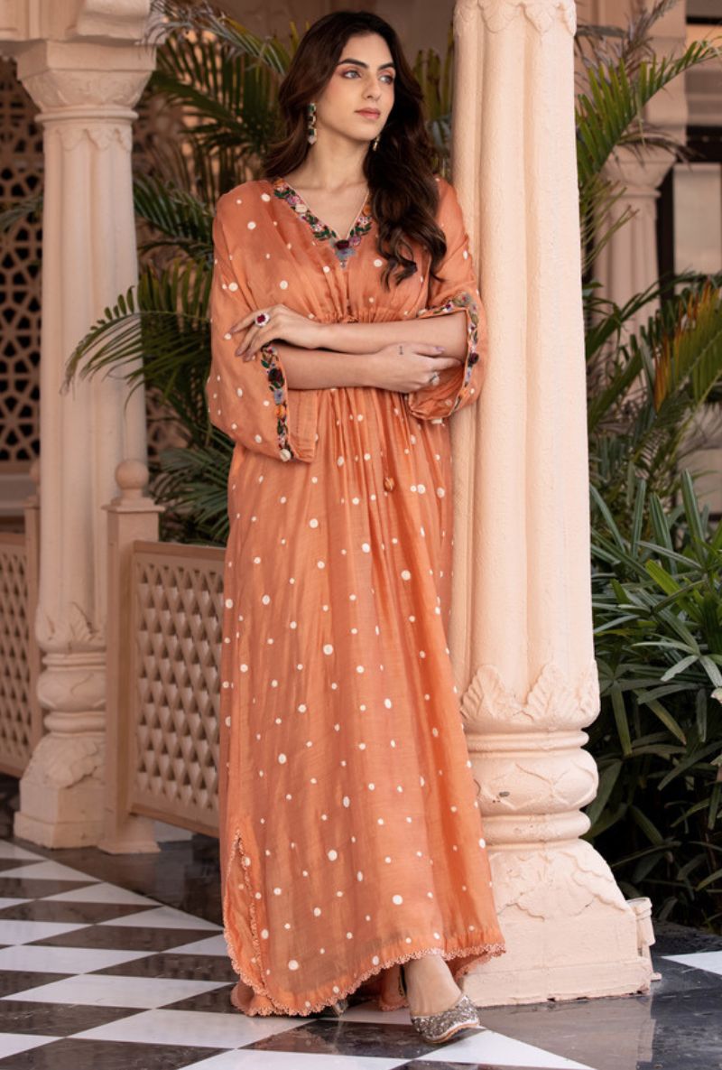 Peach Orchid Long Sahiba Kaftan