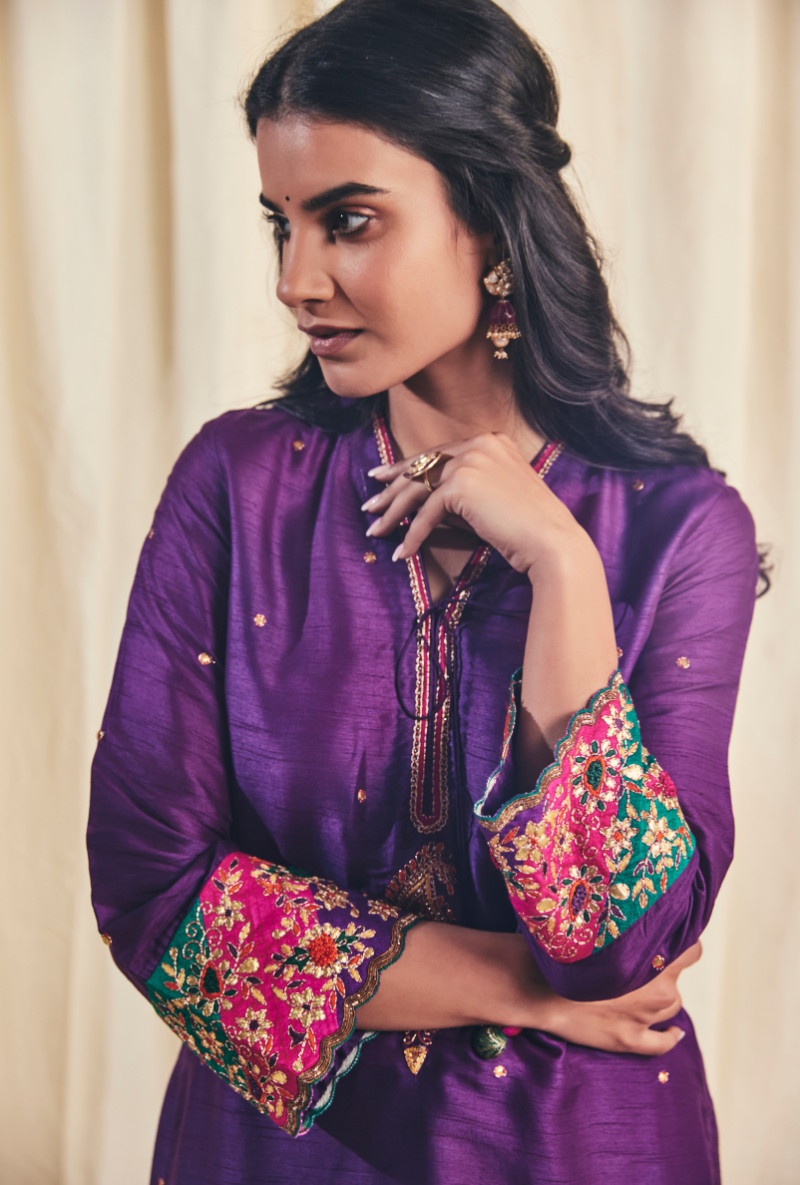 Purple Gota Paisley Meera Kurta Set