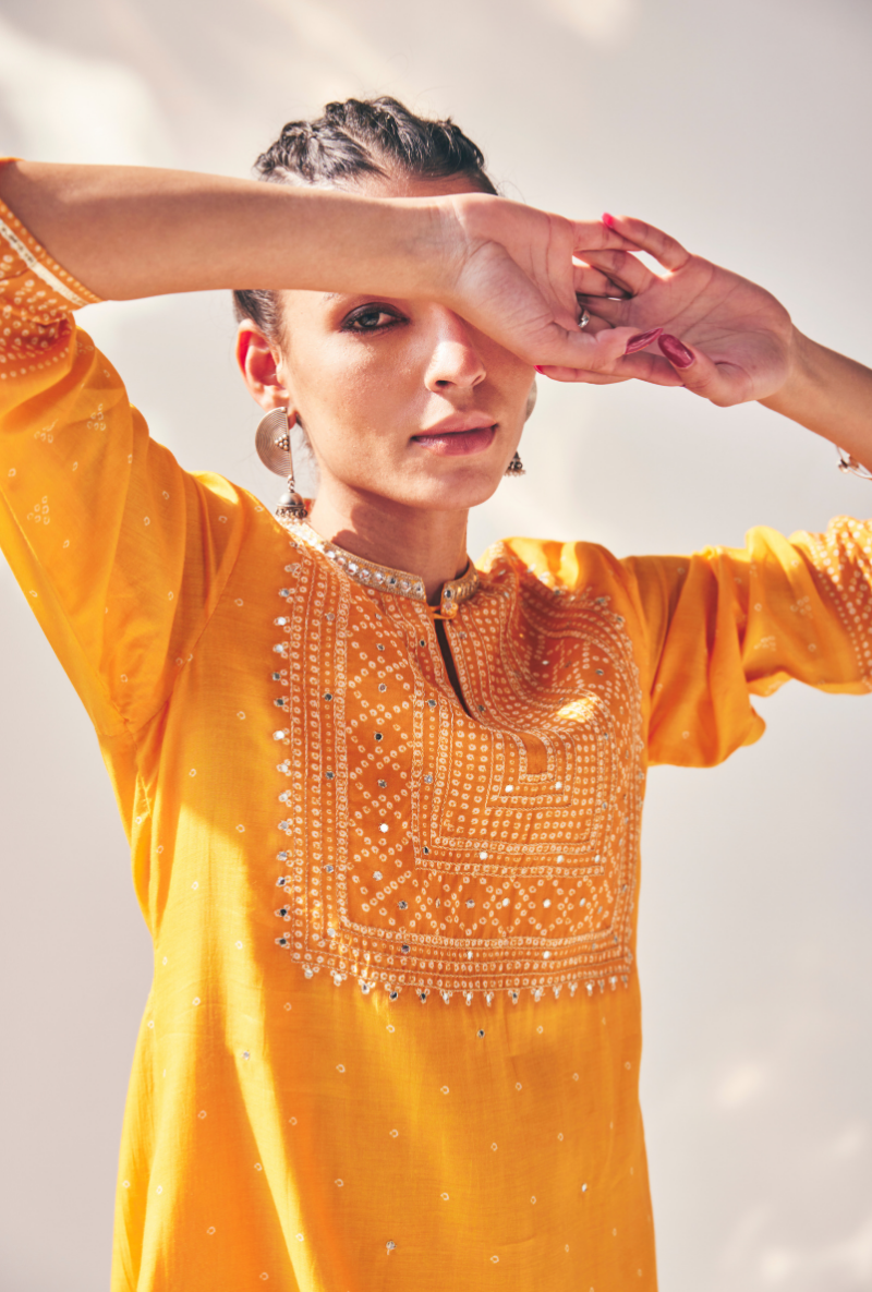 Yellow Fiza Yolk Kurta Set
