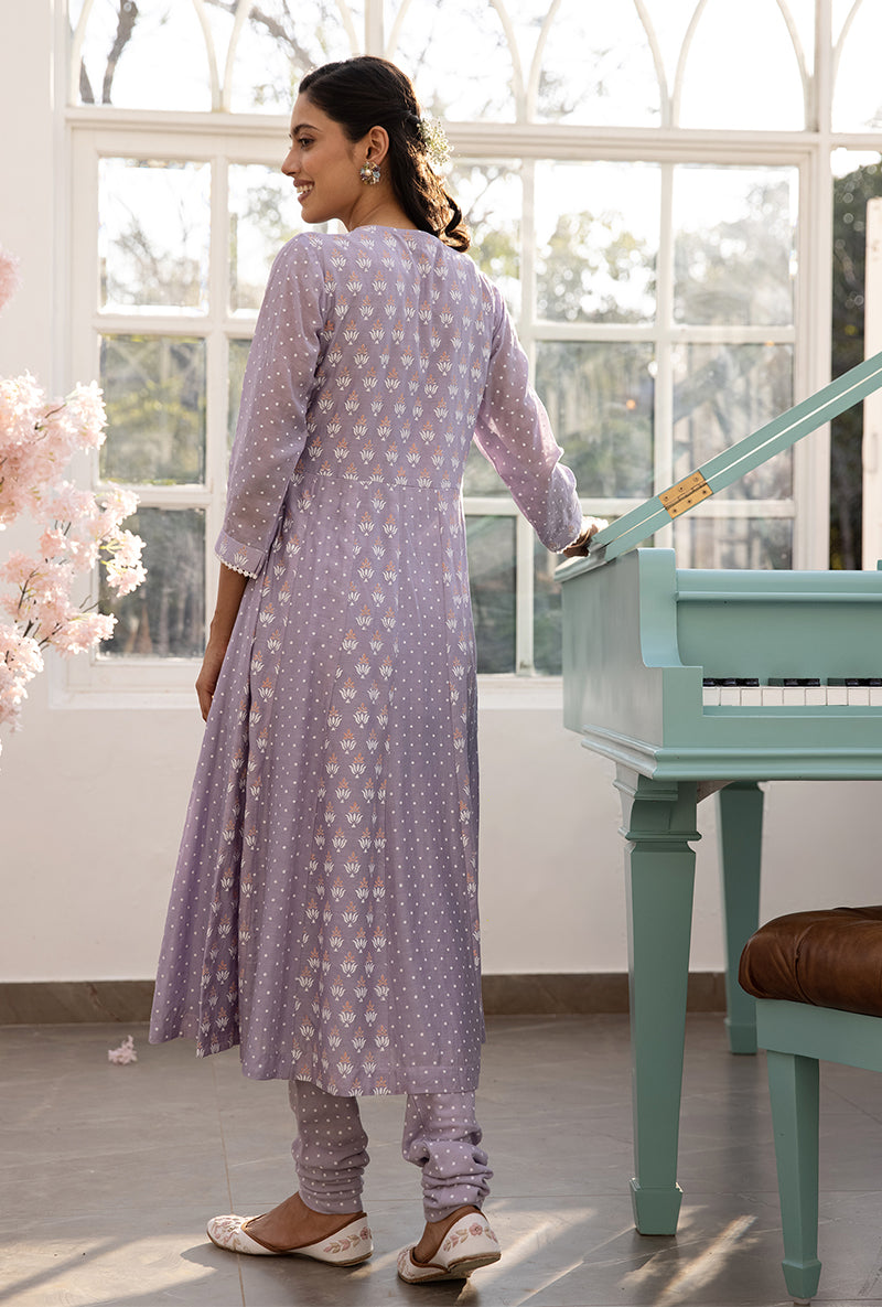 Lavender A-line Aisha Kurta Set