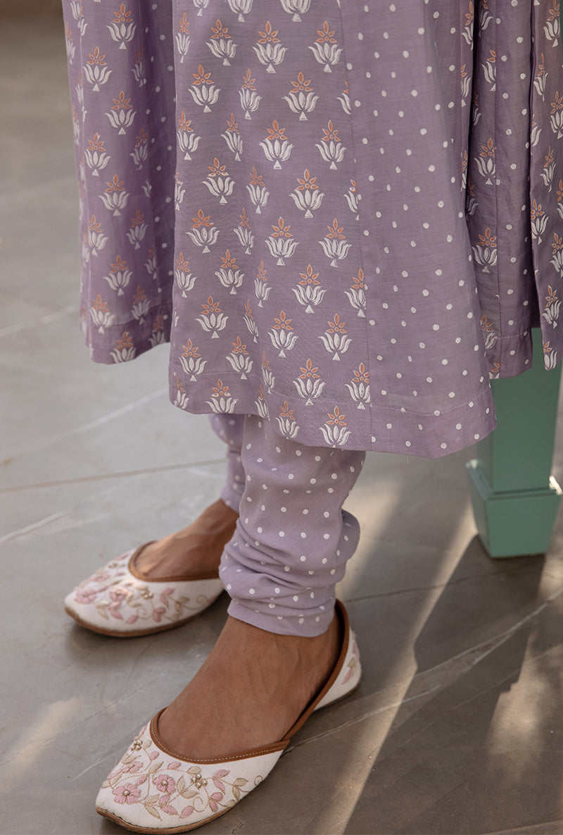 Lavender A-line Aisha Kurta Set