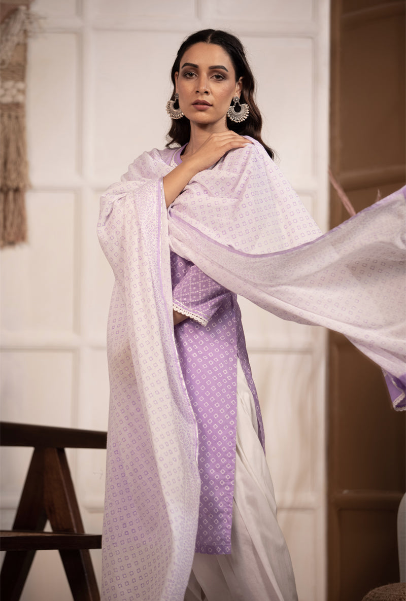 Lilac Bandhej Salwar Set