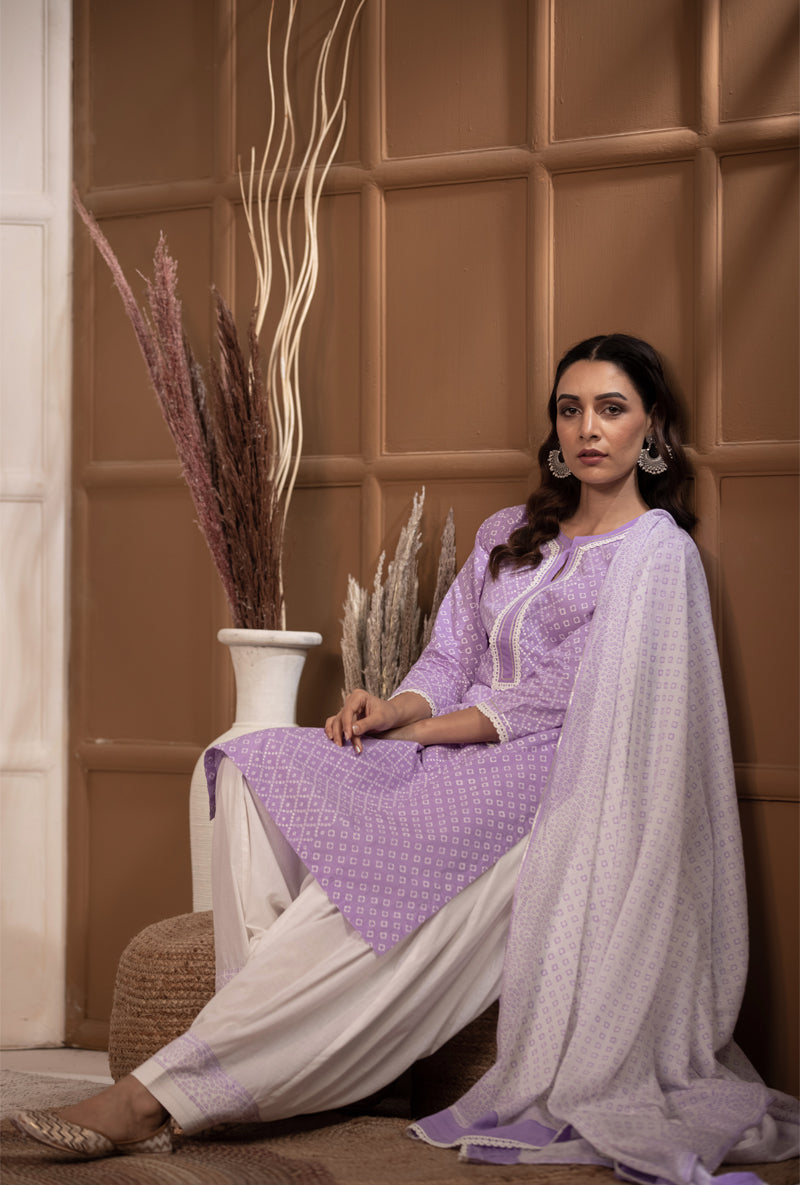 Lilac Bandhej Salwar Set