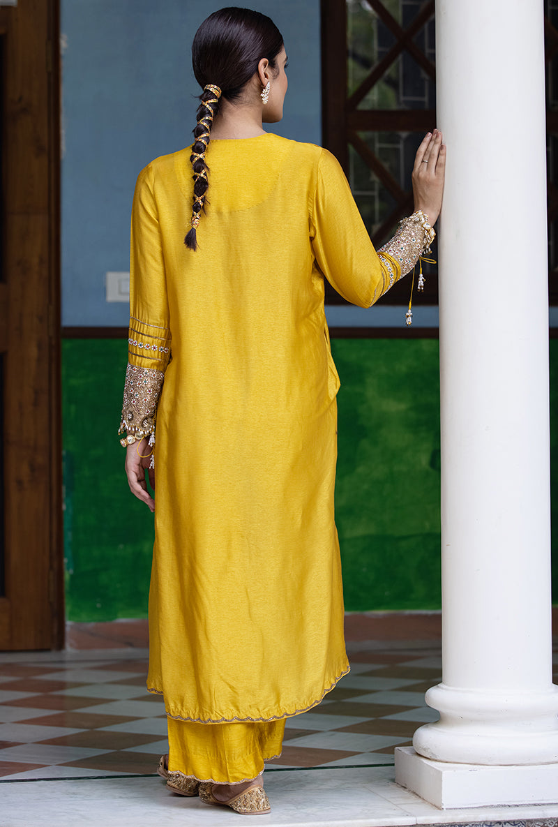Mustard Heavy Cuff Sleeve Aayat Kurta Set