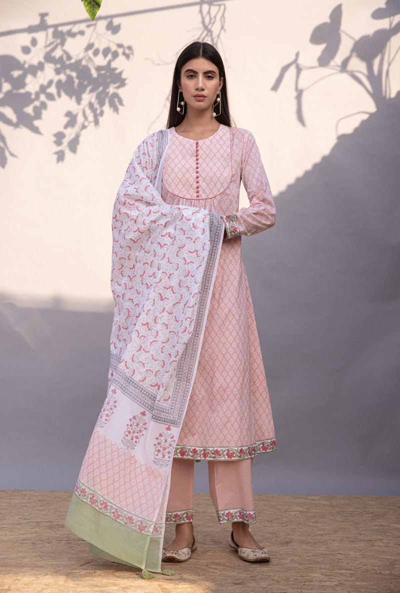 Peach Gather Maya Kurta Set