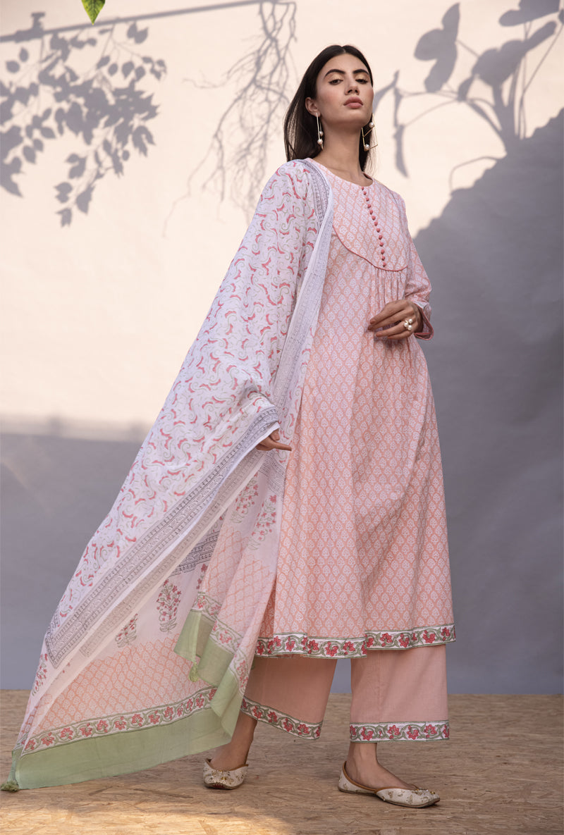 Peach Gather Maya Kurta Set