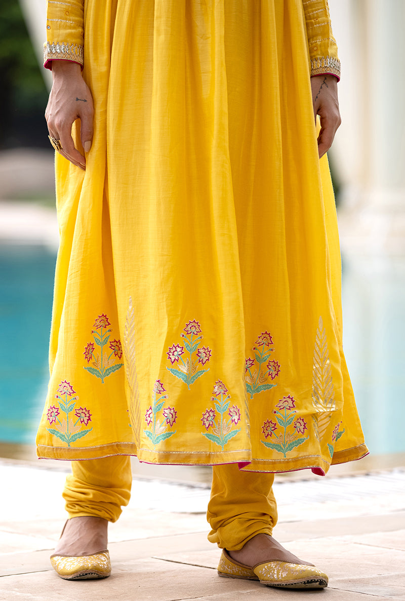Yellow Mirror Yoke Haseena Kurta Set