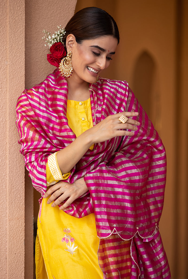 Yellow Straight Nayaab Kurta Set