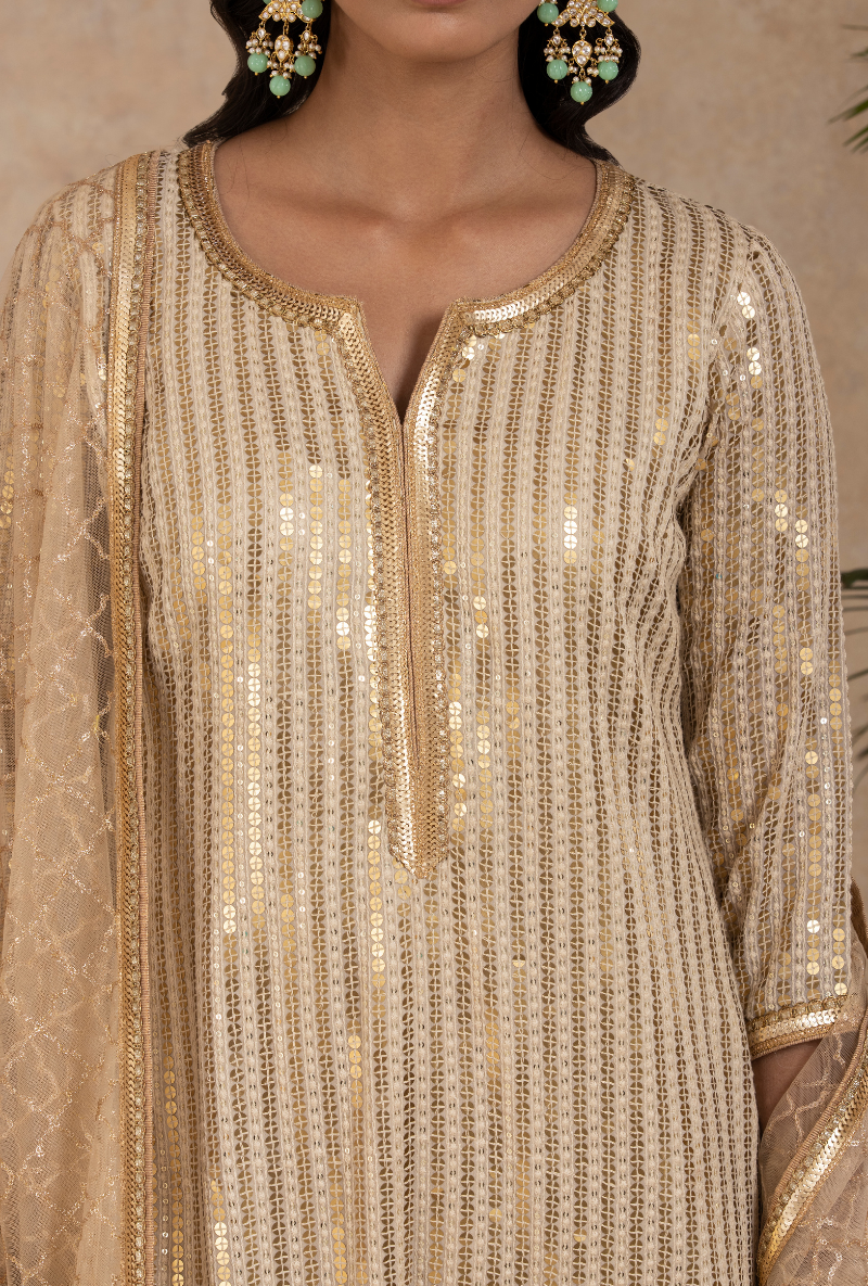 Light Beige Sitara Gharara Set