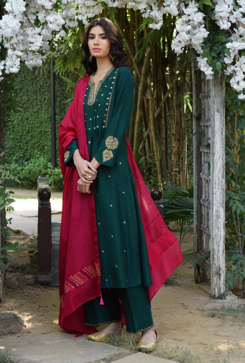 Bottle Green Heer Sitara Set