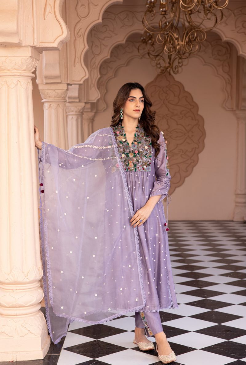 Lilac Orchid Frockstyle Sahiba Kurta Set