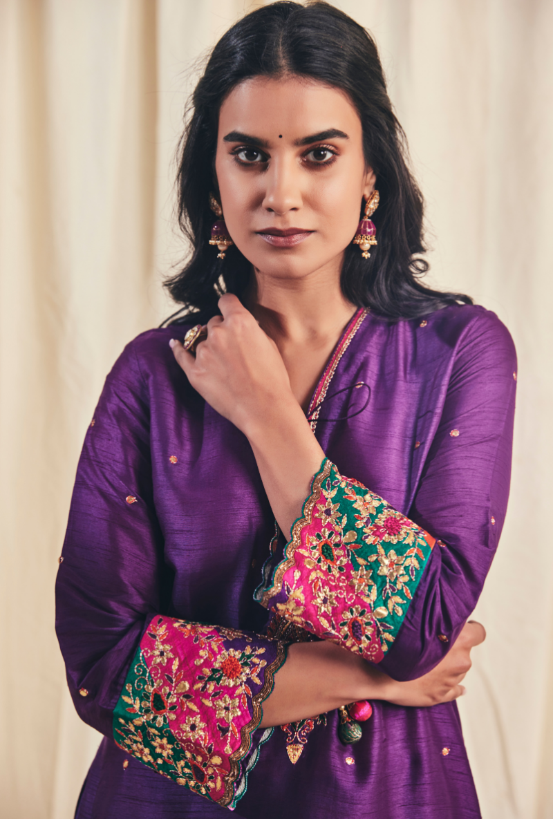 Purple Gota Paisley Meera Kurta Set