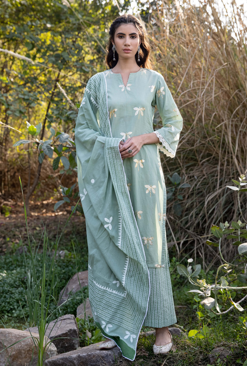 Green Titlie Straight Kurta Set