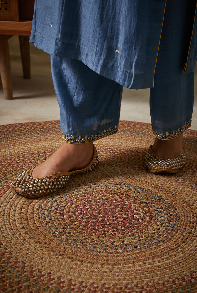 Blue Square Yoke Mahi Kurta Set