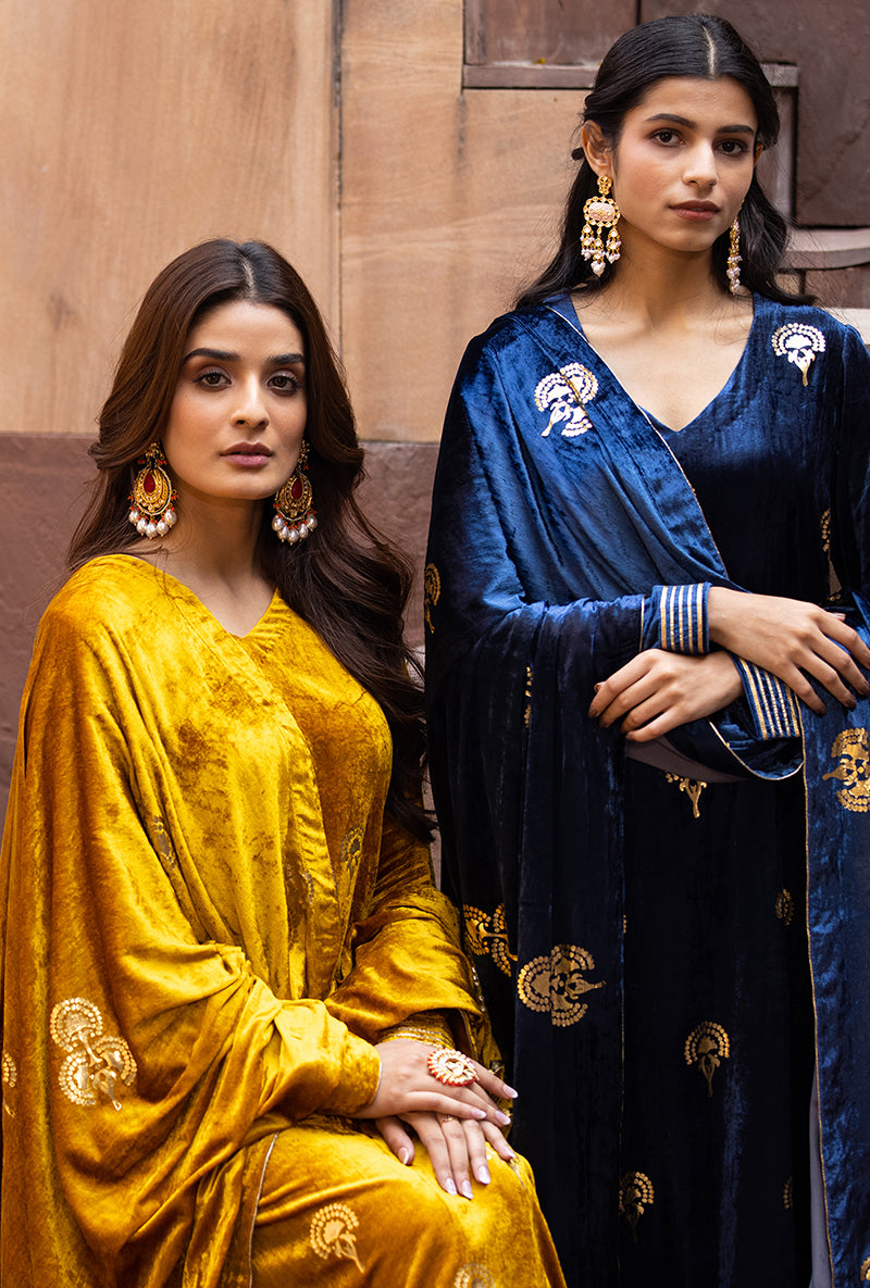 Mustard Gota Ruhaani Kurta Set