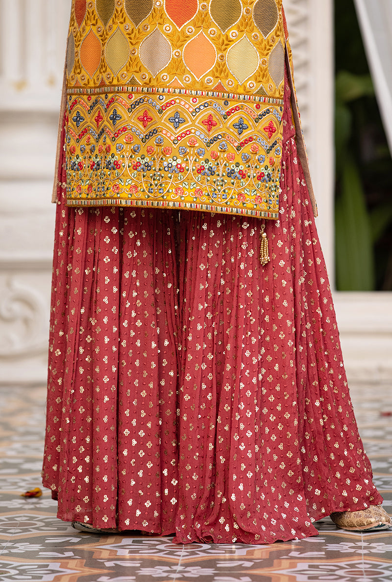 Mustard Multicolour Thread Work Sitara 2.0 Gharara Set