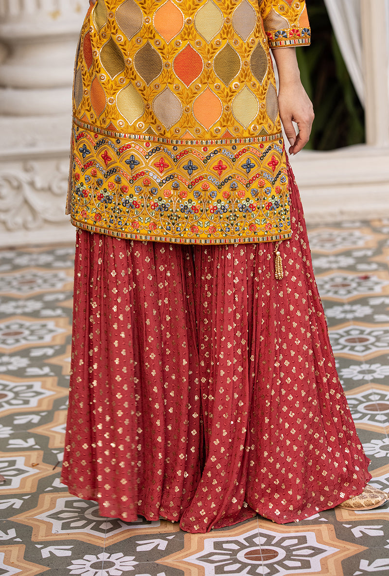 Mustard Multicolour Thread Work Sitara 2.0 Gharara Set