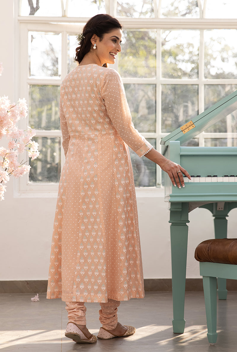 Peach A-line Aisha Kurta Set