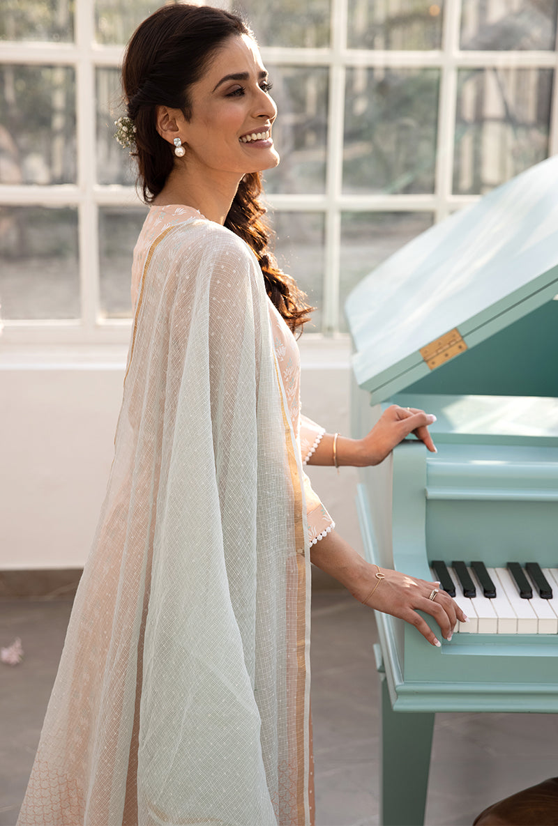 Peach A-line Aisha Kurta Set