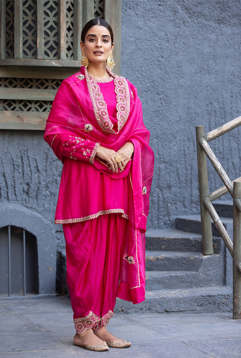 Rani Pink Zara Dhoti Kurta Set