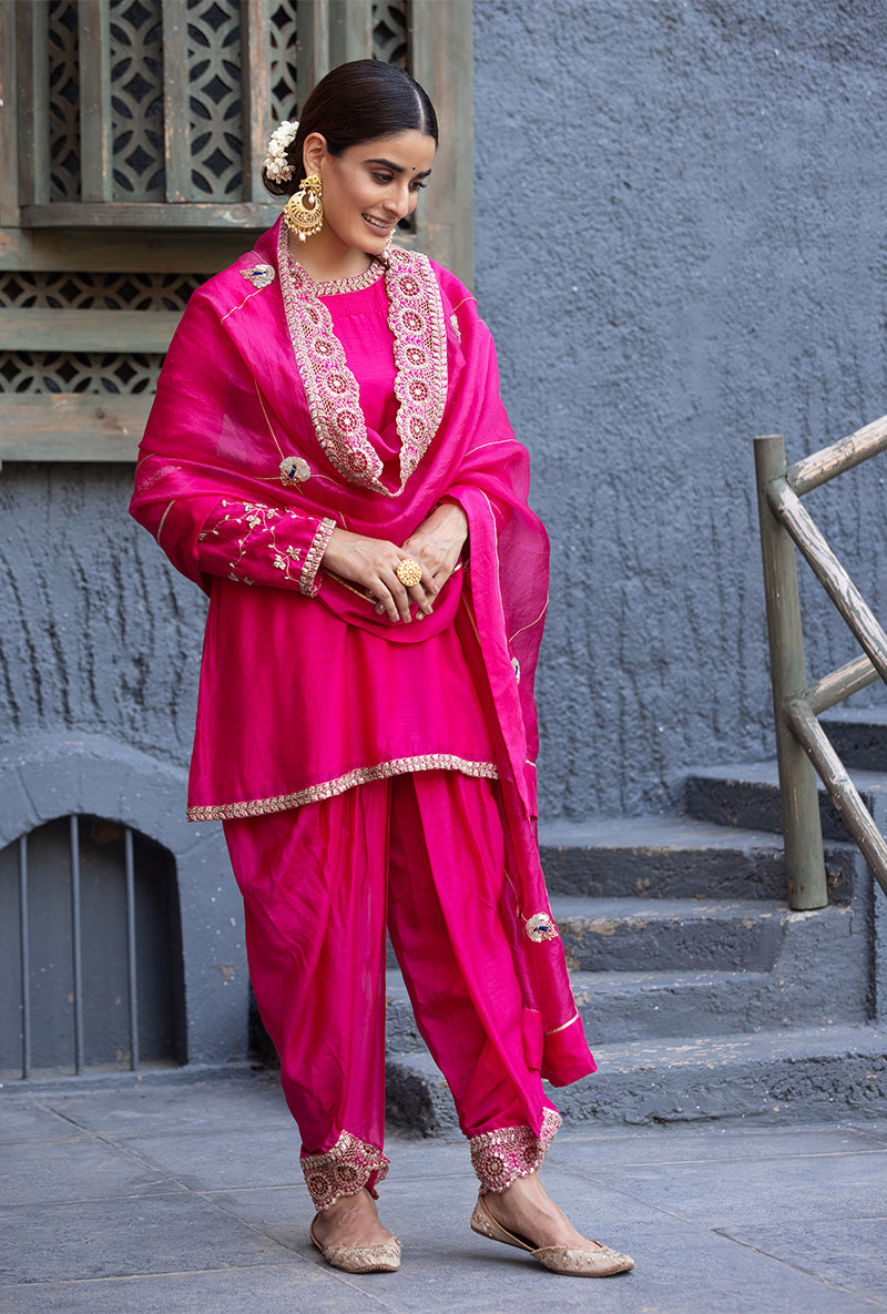 Rani Pink Zara Dhoti Kurta Set
