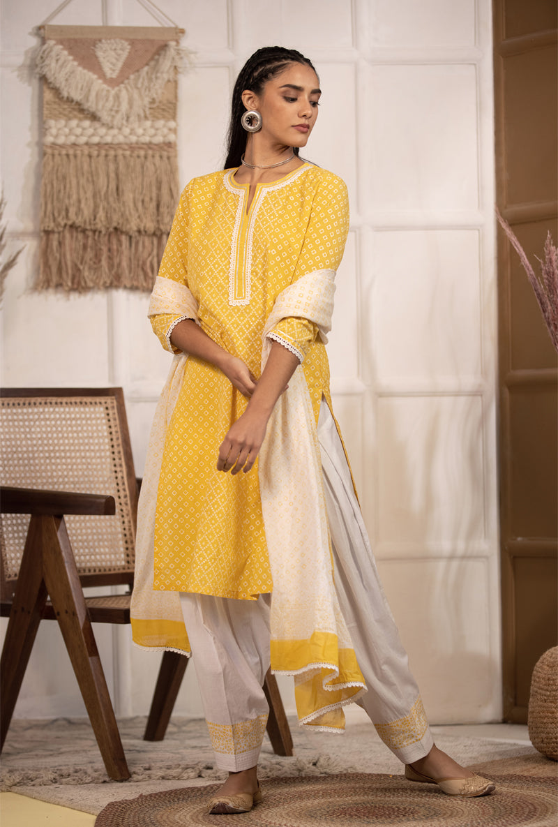 Yellow Bandhej Salwar Set