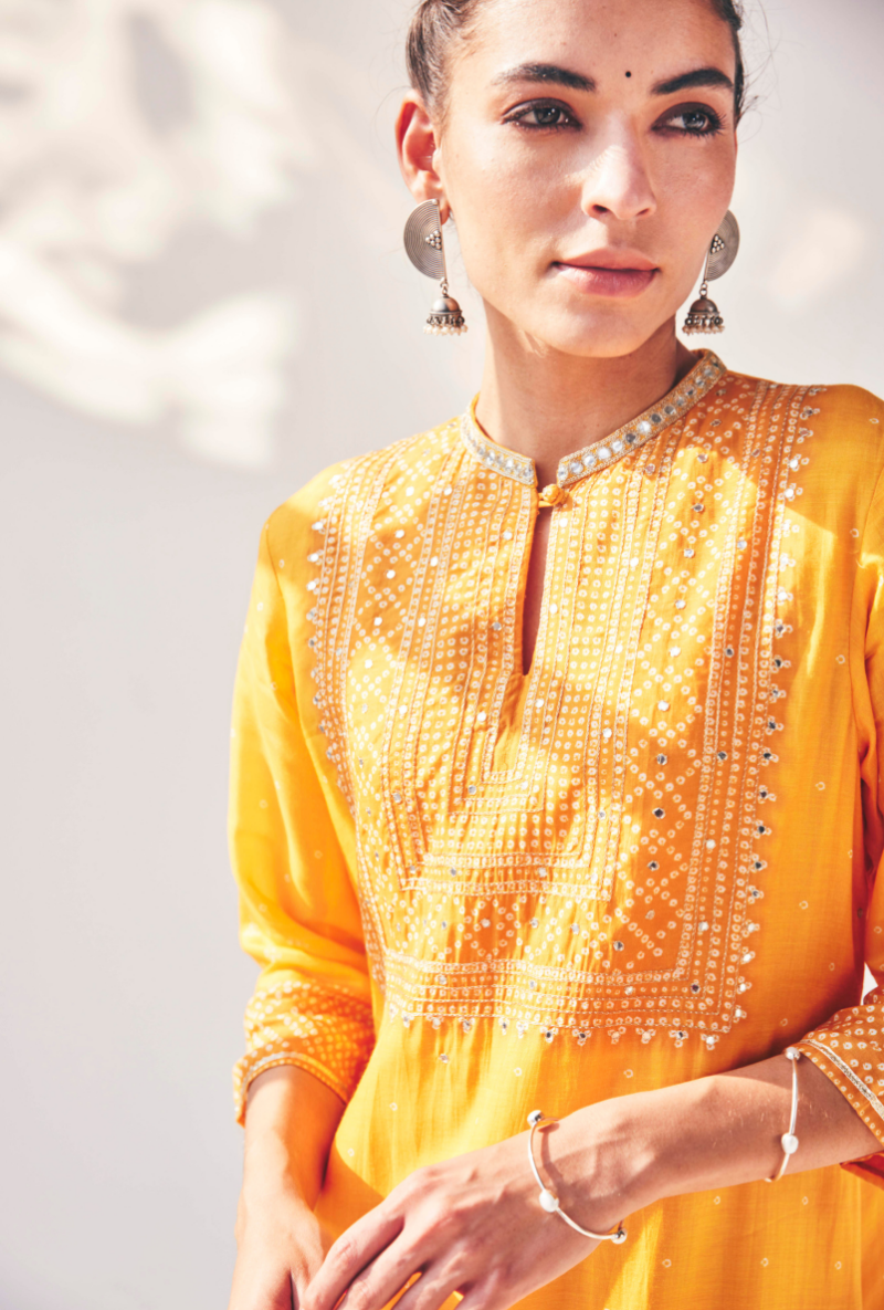 Yellow Fiza Yolk Kurta Set