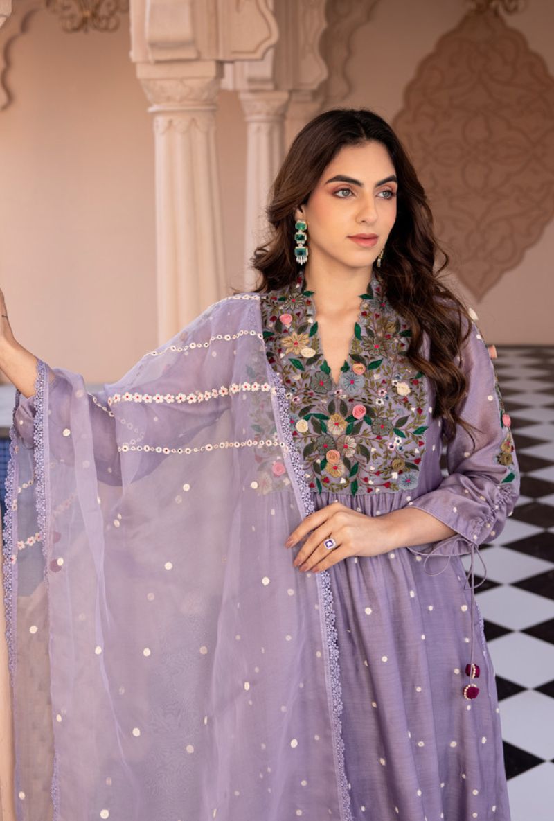 Lilac Orchid Frockstyle Sahiba Kurta Set