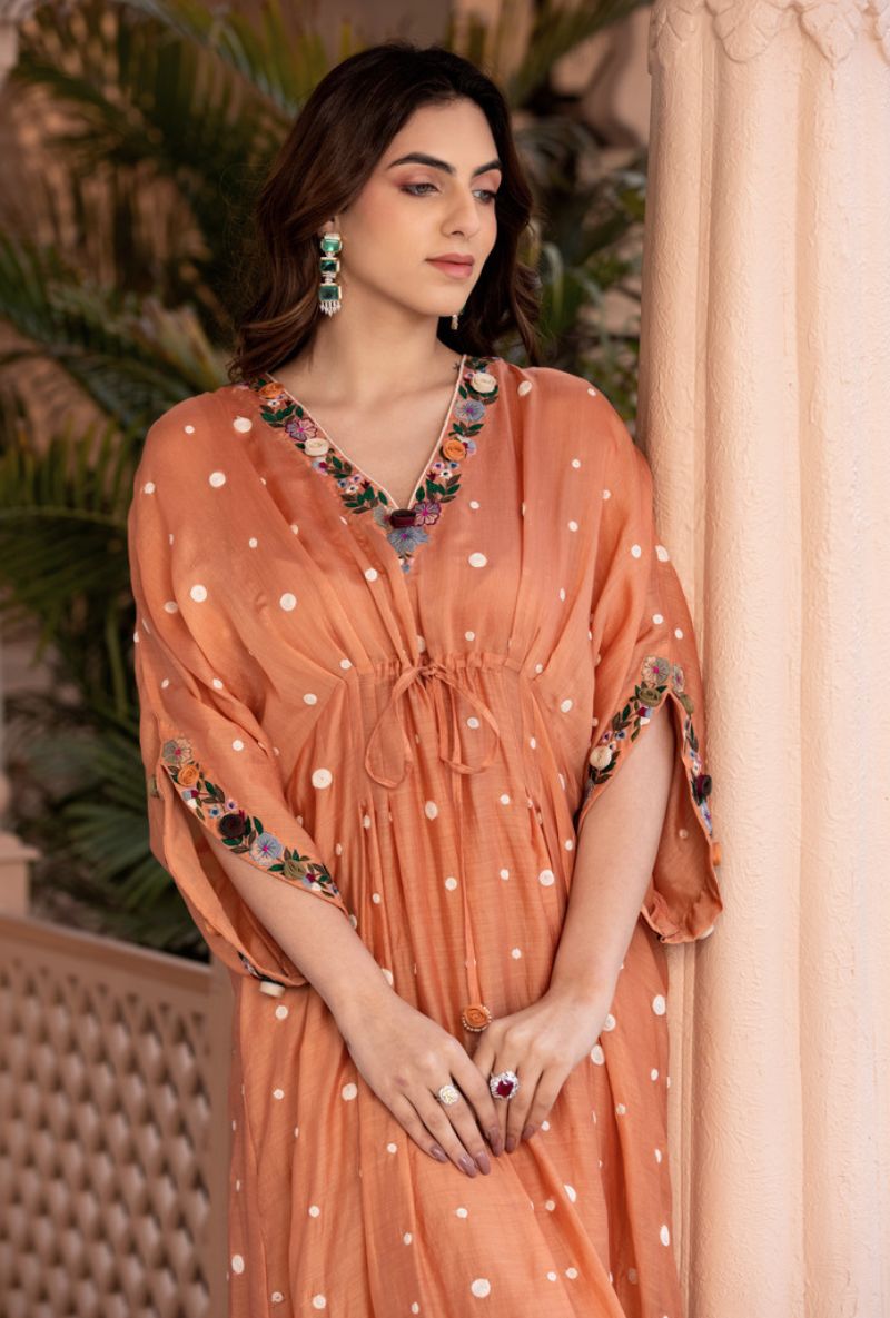 Peach Orchid Long Sahiba Kaftan