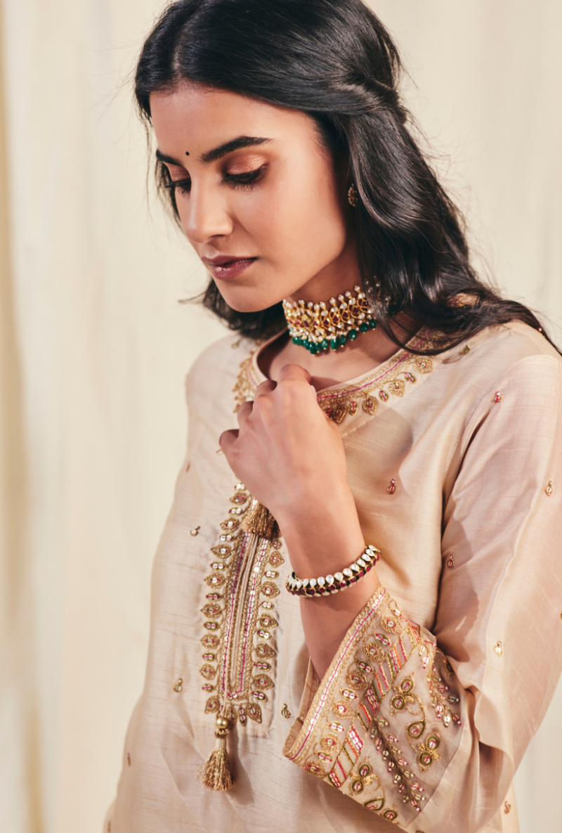 Beige Noor Farshi Meera Kurta