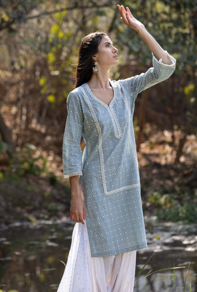 Blue/Ivory Titlie Salwar Kurta Set