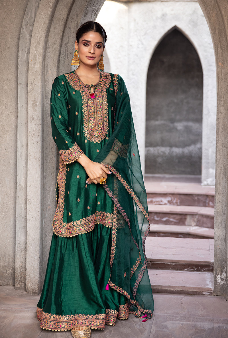 1018 Green Gharara Ulfat Set XXL 1018 Green Gharara Ulfat Set XXL