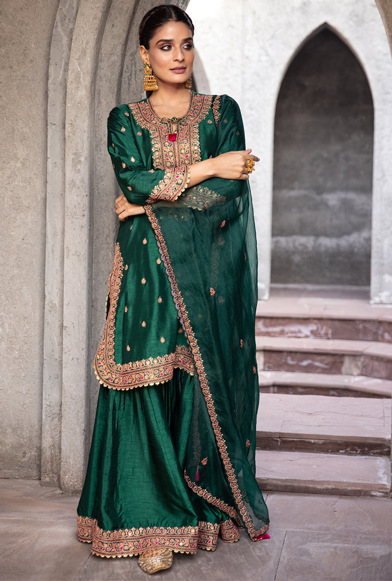 Green Gharara Ulfat Set
