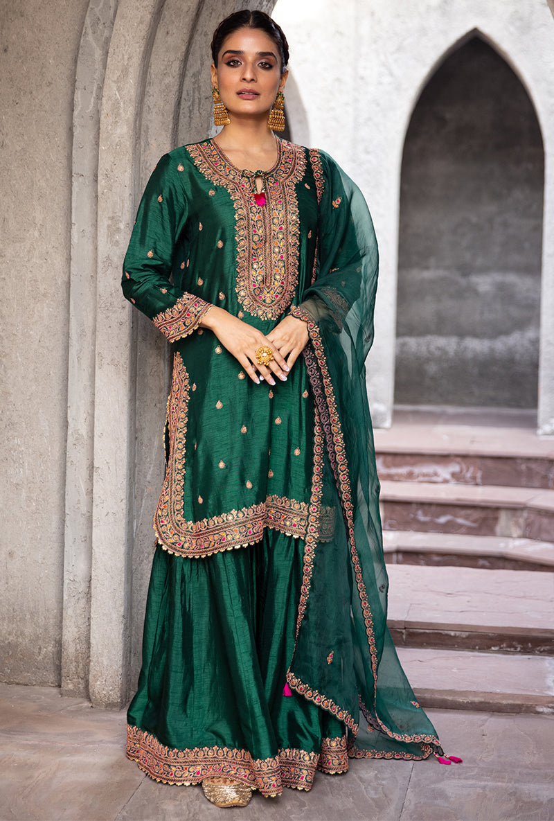 Green Gharara Ulfat Set