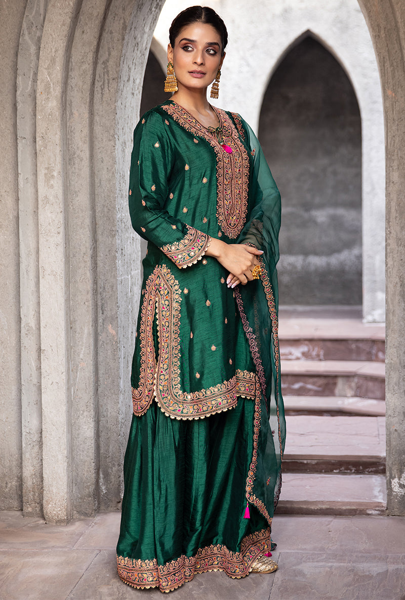 Green Gharara Ulfat Set