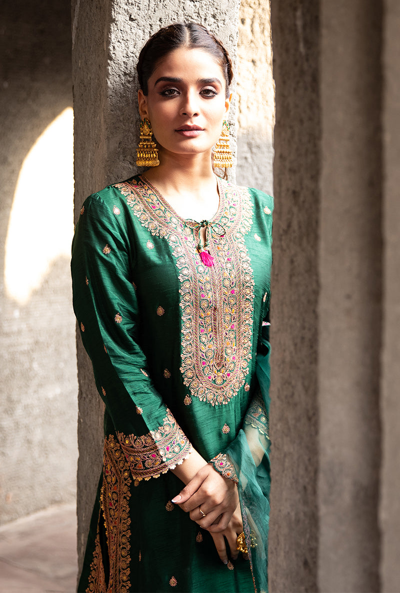 Green Gharara Ulfat Set