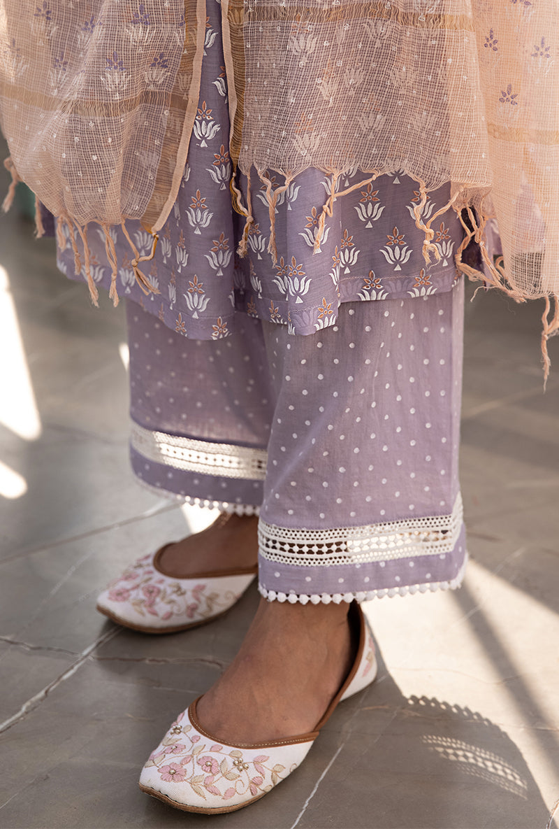 Lavender Front Pleat Aisha Kurta Set