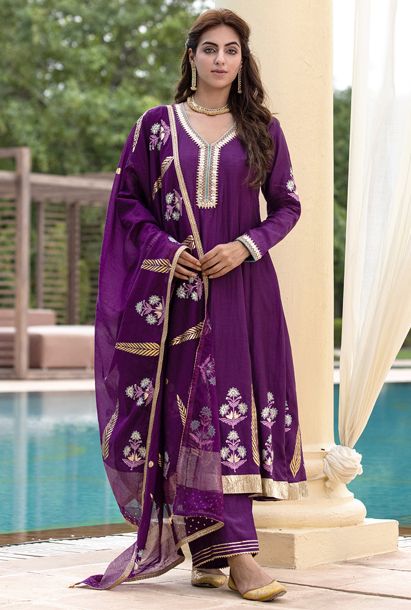 Purple Kalidaar Haseena Kurta Set