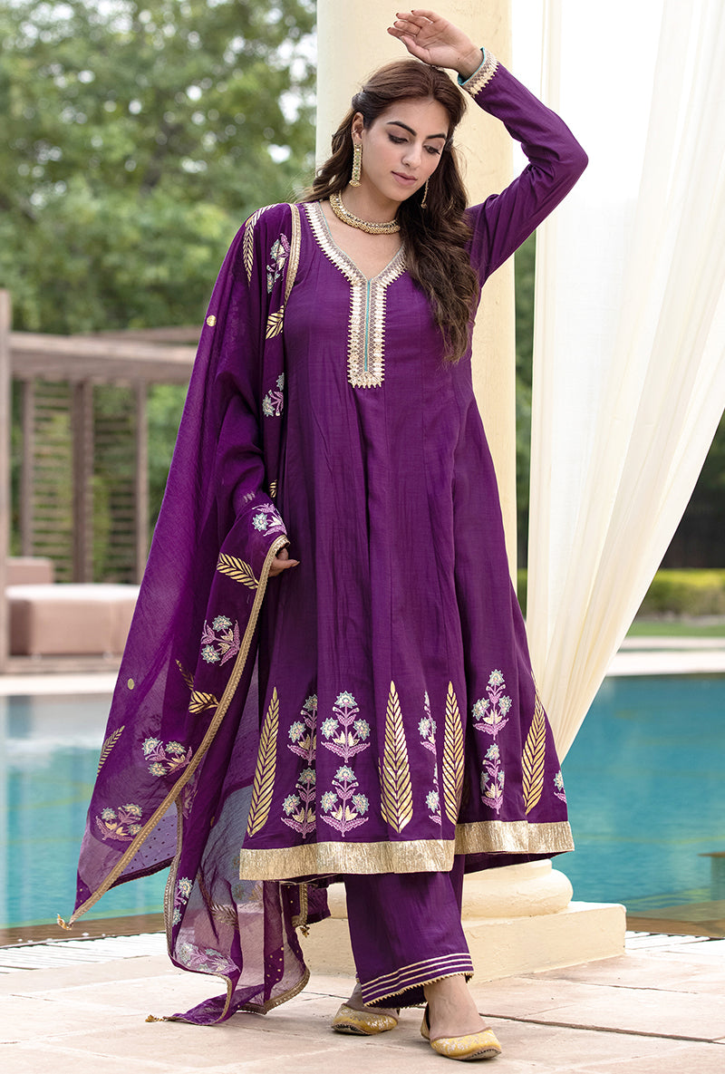 Purple Kalidaar Haseena Kurta Set