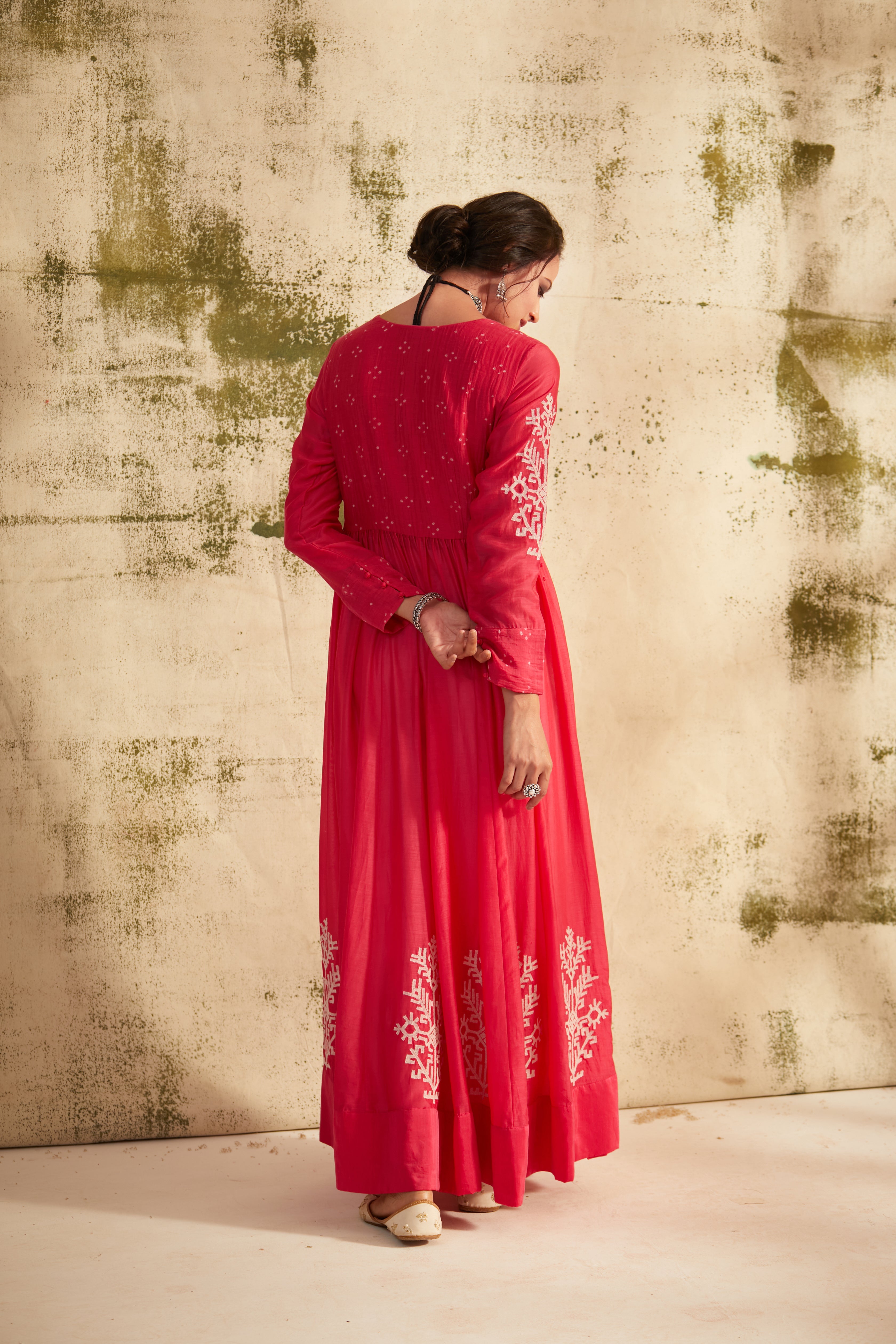 Rani Pink Side Slit Kali Inaya Kurta Set