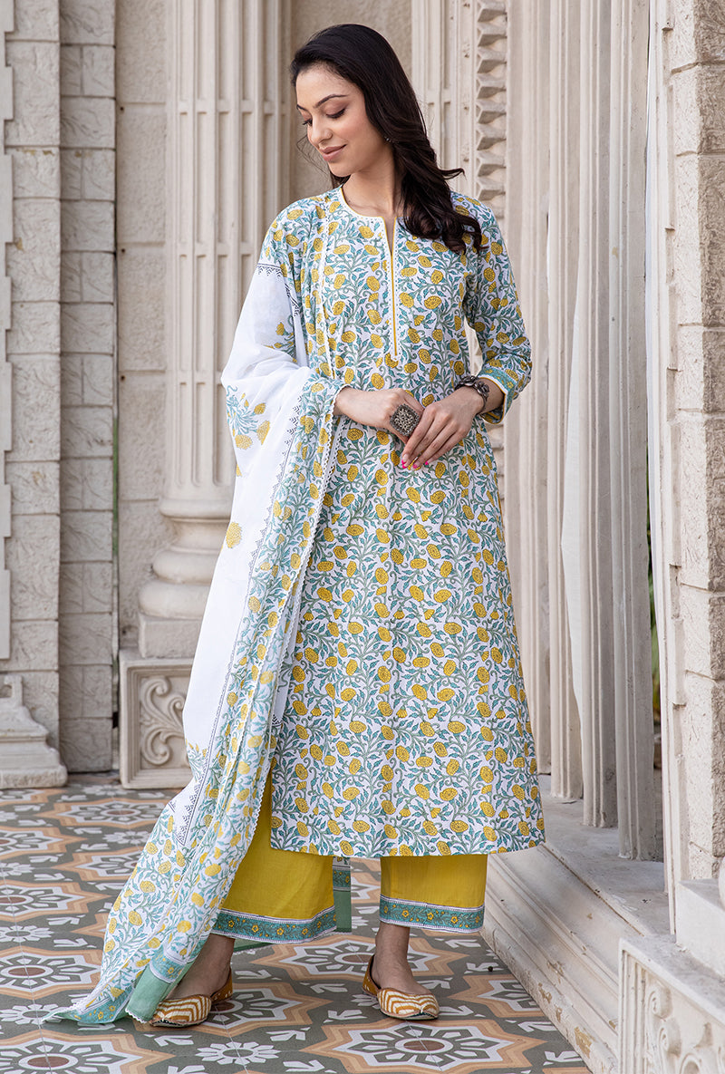 Yellow Mayuri Straight Kurta Set