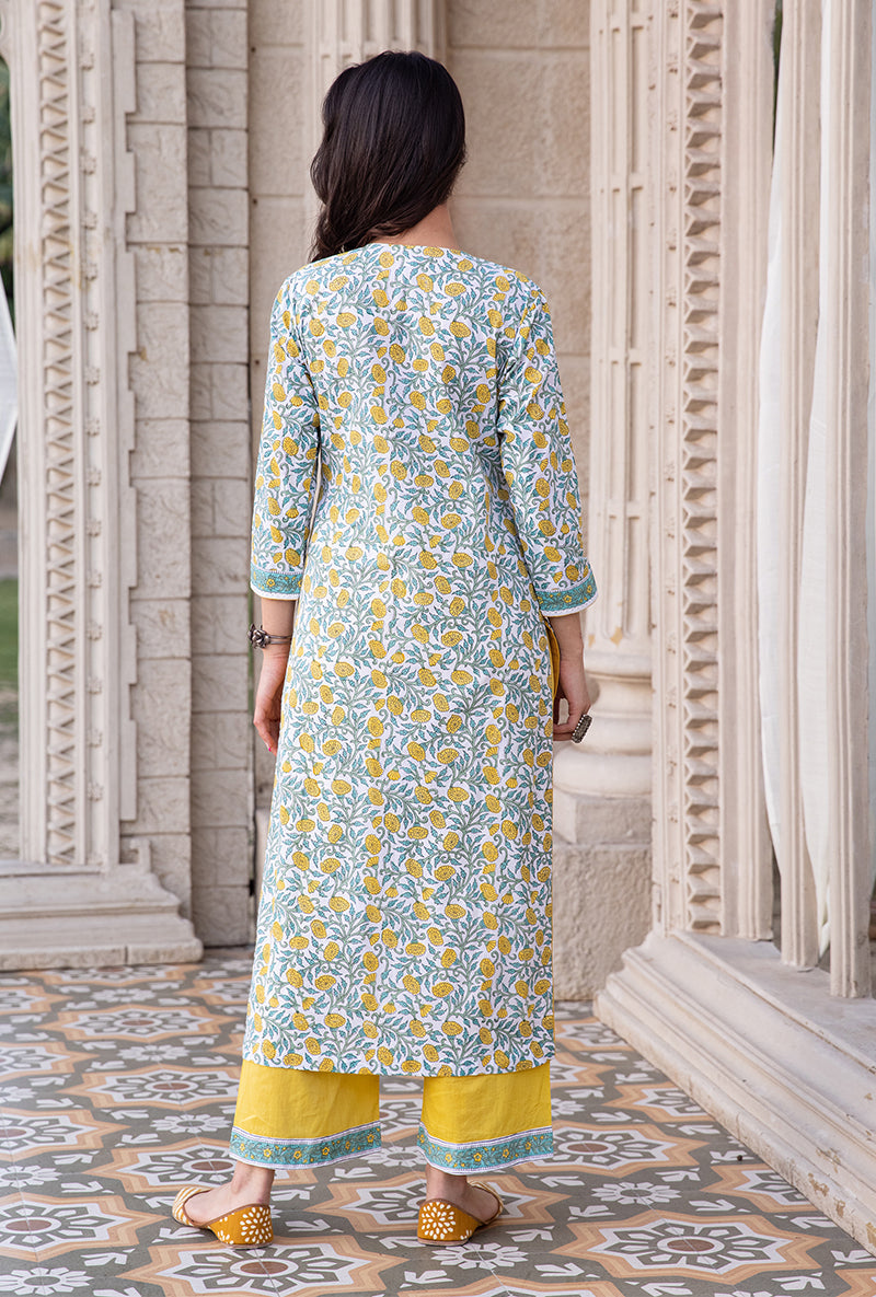 Yellow Mayuri Straight Kurta Set