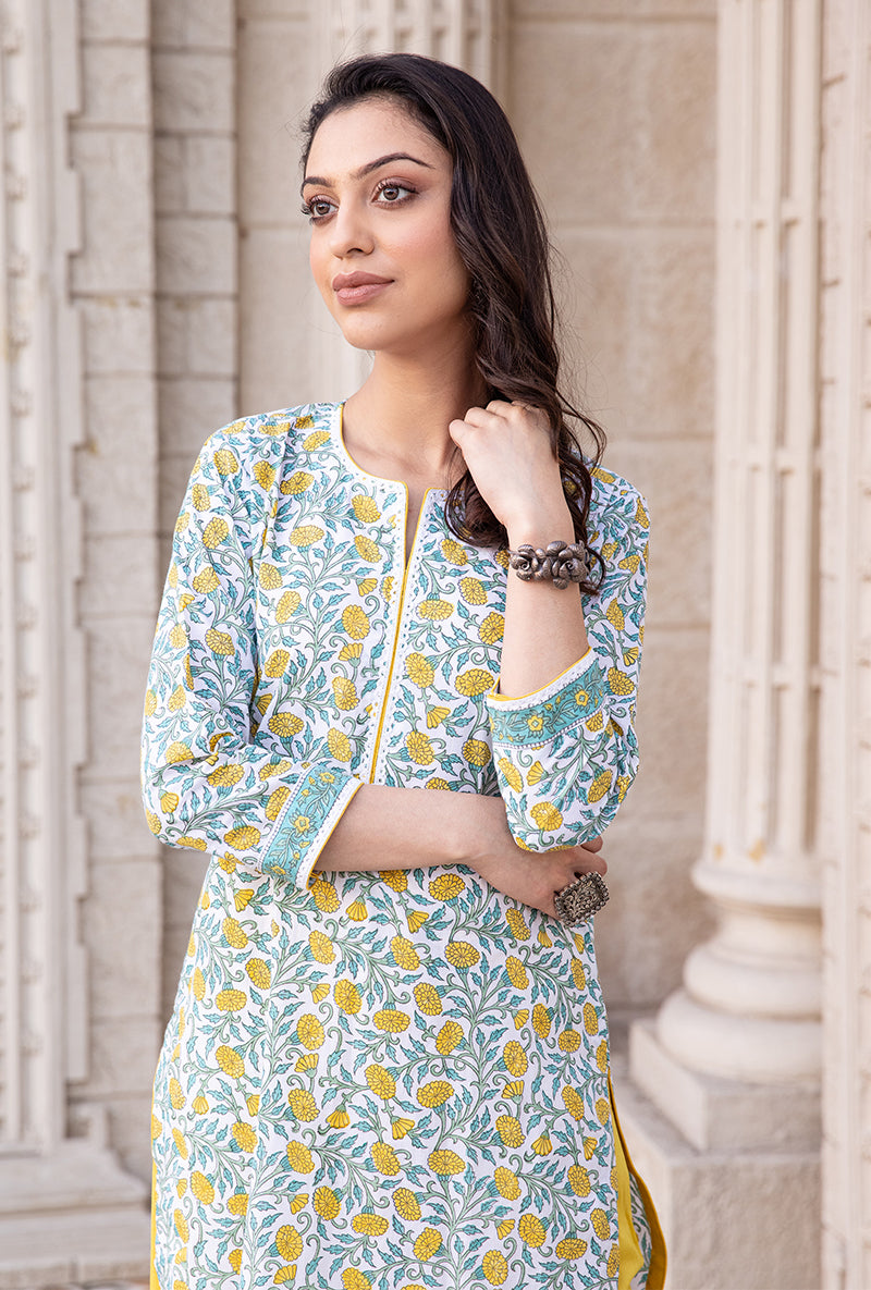 Yellow Mayuri Straight Kurta Set