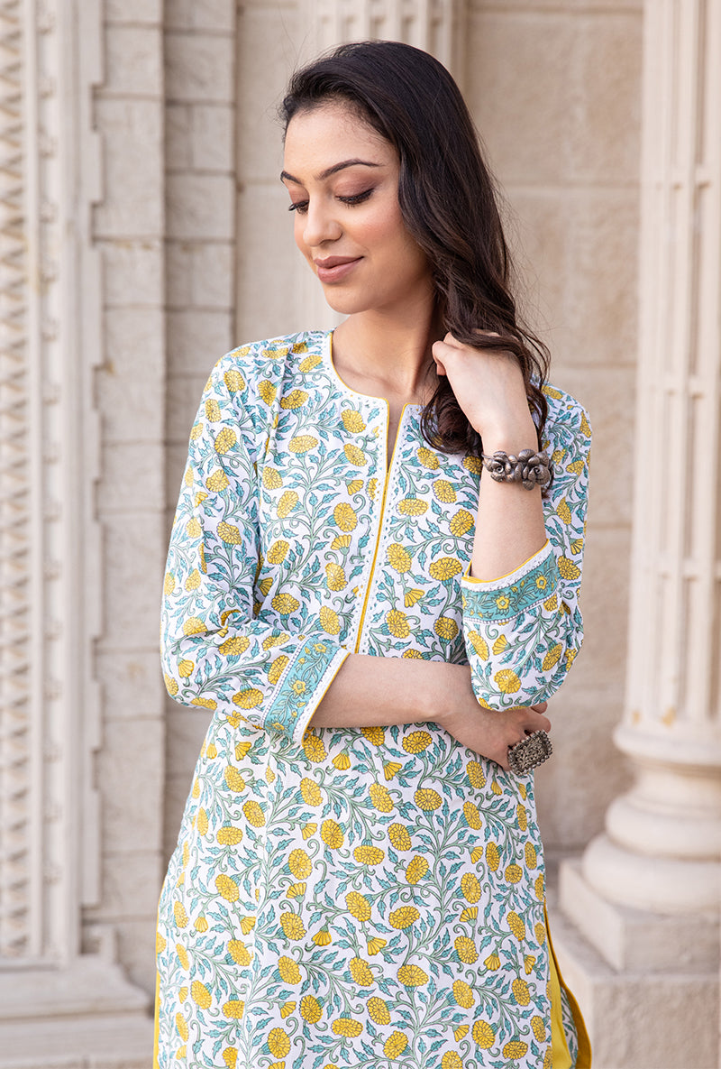 Yellow Mayuri Straight Kurta Set